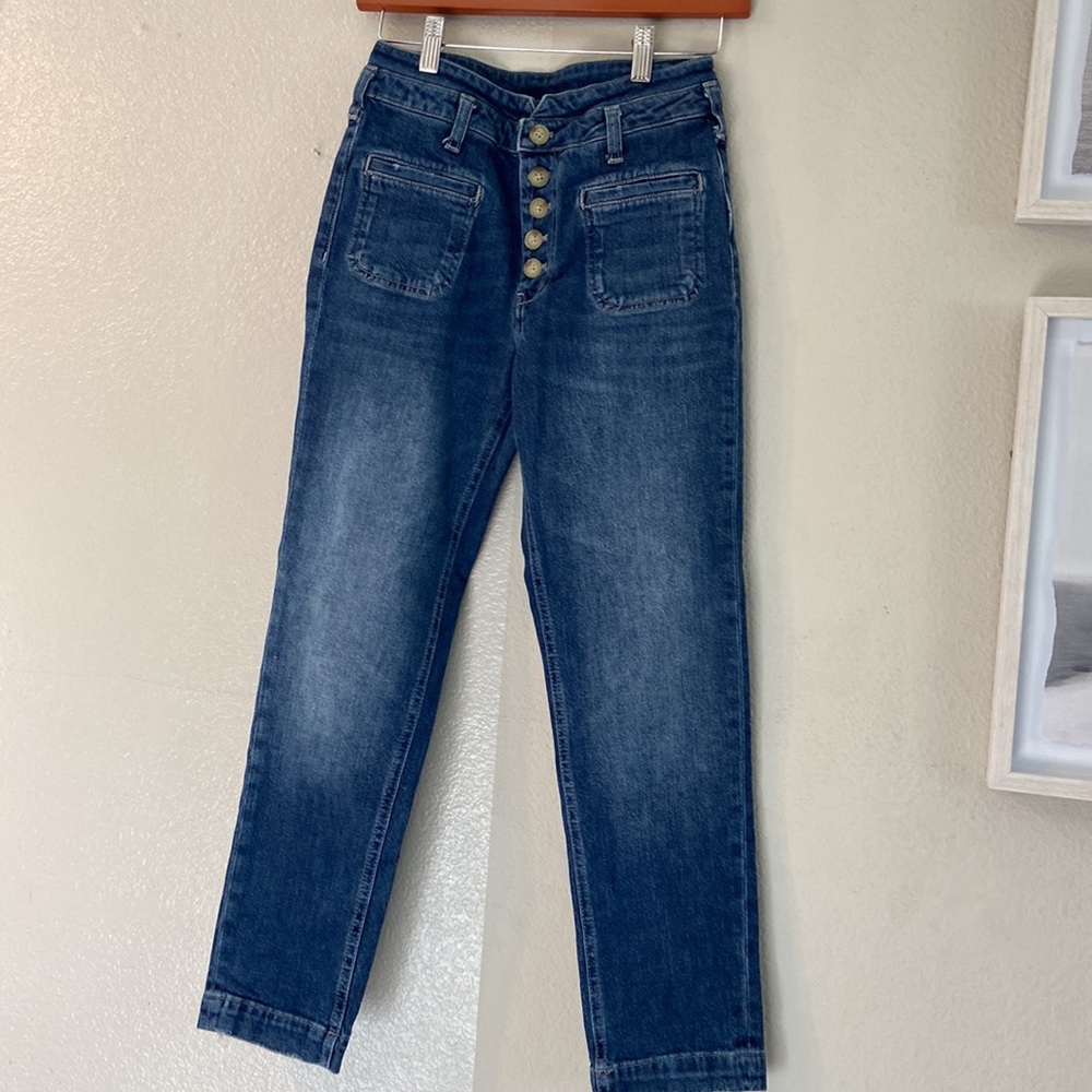 Anthropologie Pilcro and the Letterpress High Rise Slim Button Fly Jeans Size 26